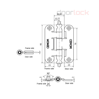 Петля карточная CEMOM I978-00-00/BC 8062, матовый хром