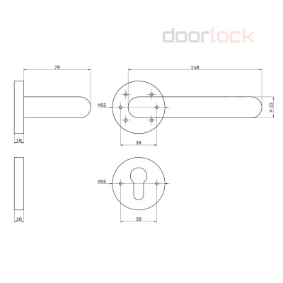 Ручка дверная DOORLOCK V S38/F/9/C PZ, черная