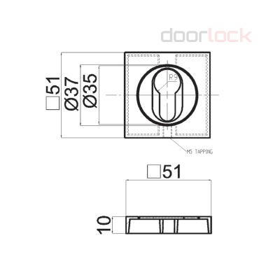 Розетка DOORLOCK M03/S PZ OC, Квадратная розетка