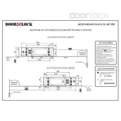 Монтажная плата для доводчика DOORLOCK 200