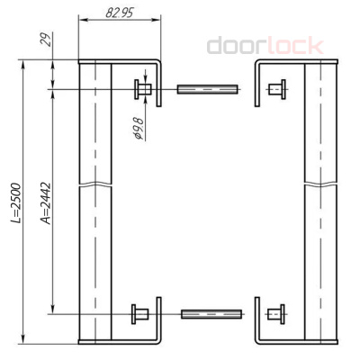 Дверная ручка скоба прямая DOORLOCK PHS17/32/2ст/2500 SS. Материал нержавеющая сталь