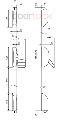Комплект накладной огнестойкой антипаники DOORLOCK PD900FR-PAD/A SET для активной створки
